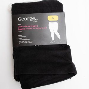 Velour Ribbed Legging - Black
